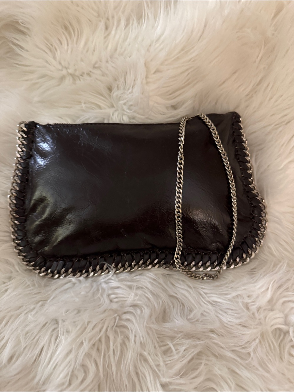 Black Chain-Trim Shoulder Bag - Women